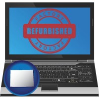 colorado map icon and a refurbished laptop computer