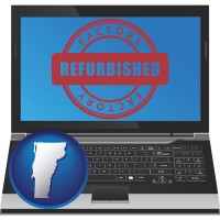 vermont map icon and a refurbished laptop computer
