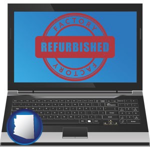 a refurbished laptop computer - with Arizona icon
