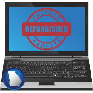 a refurbished laptop computer - with Georgia icon