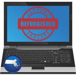 a refurbished laptop computer - with Massachusetts icon