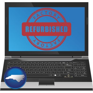 a refurbished laptop computer - with North Carolina icon