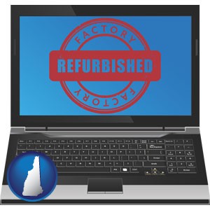 a refurbished laptop computer - with New Hampshire icon