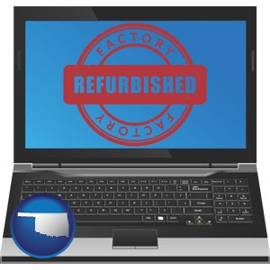 a refurbished laptop computer - with Oklahoma icon