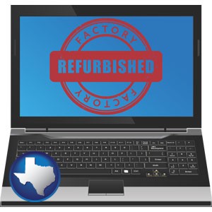 a refurbished laptop computer - with Texas icon